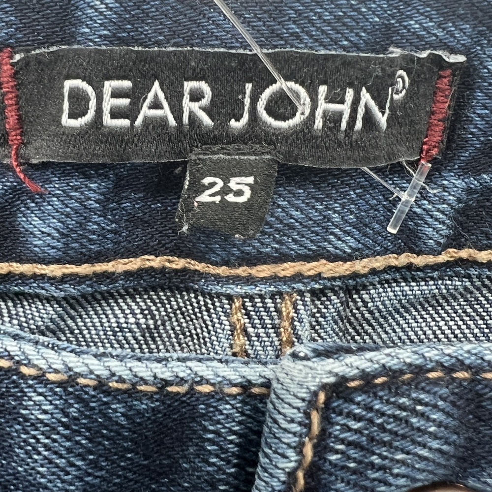 Dear John Women's Distressed Slim Leg Mid Rise Stretch Blue Denim Jeans Size 25 - Picture 8 of 9